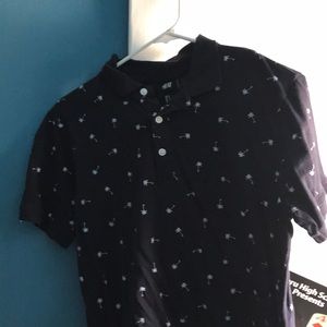 Navy H&M Polo with palm tree print